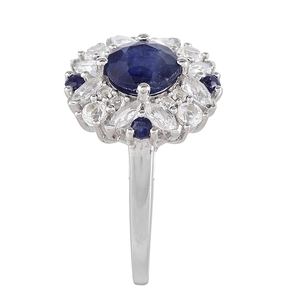 Strieborný Prsteň s Thajským Zafírom a Bielym Topásom 3 