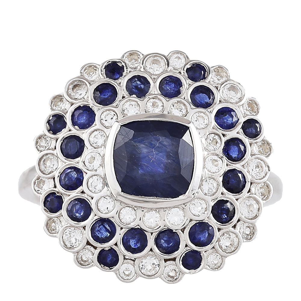 Strieborný Prsteň s Thajským Zafírom a Bielym Topásom 1 