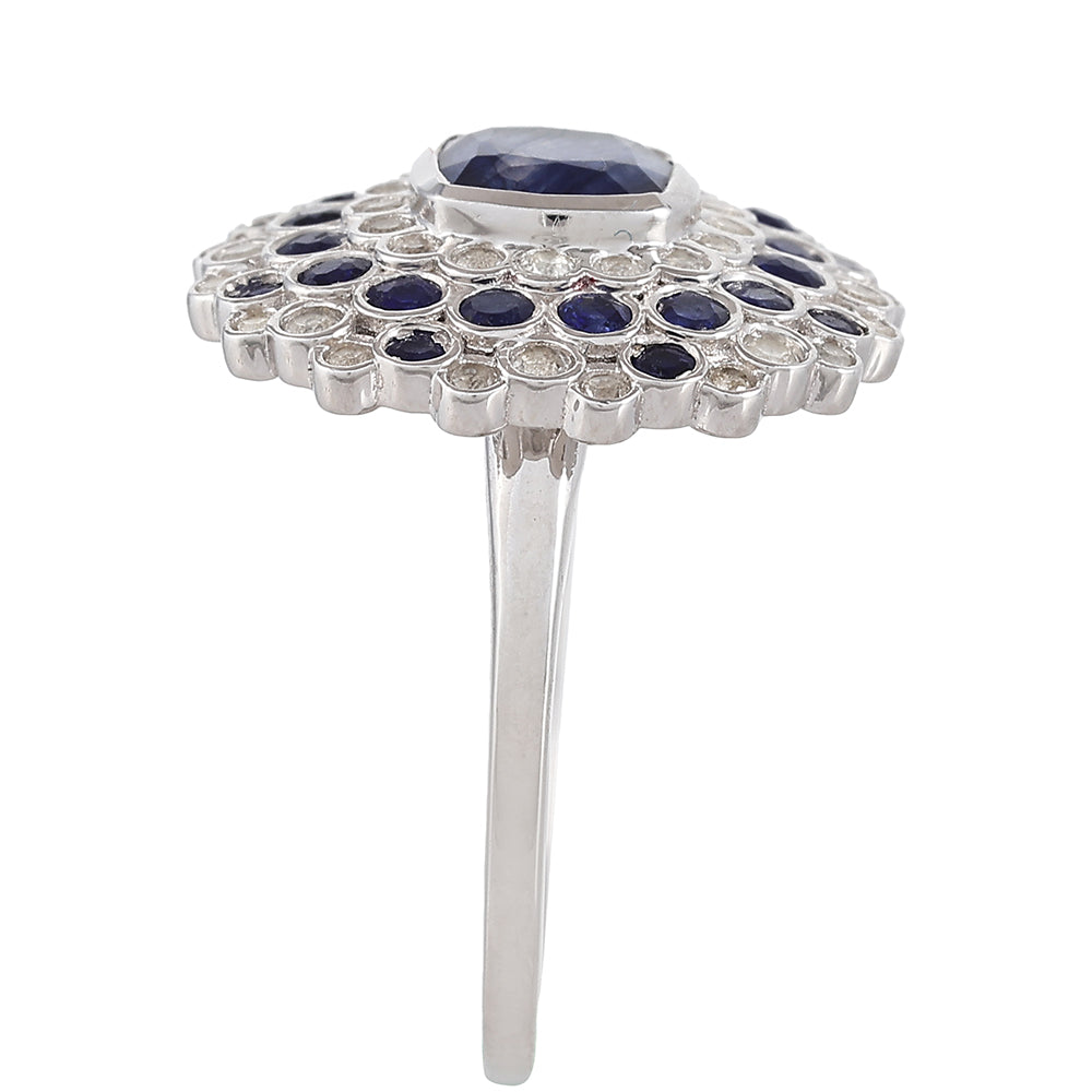 Strieborný Prsteň s Thajským Zafírom a Bielym Topásom