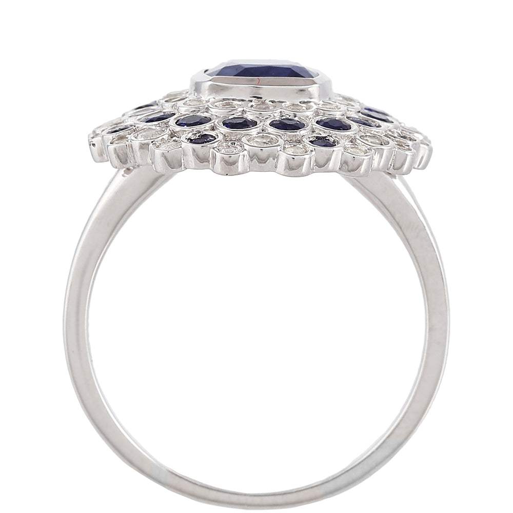 Strieborný Prsteň s Thajským Zafírom a Bielym Topásom 4 