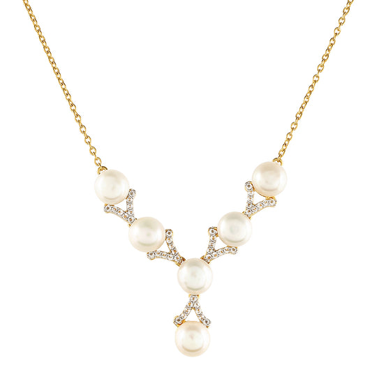 Pozlátený Strieborný Náhrdelník s Barokovou Sladkovodnou Kultivovanou Perlou a Bielym Topásom