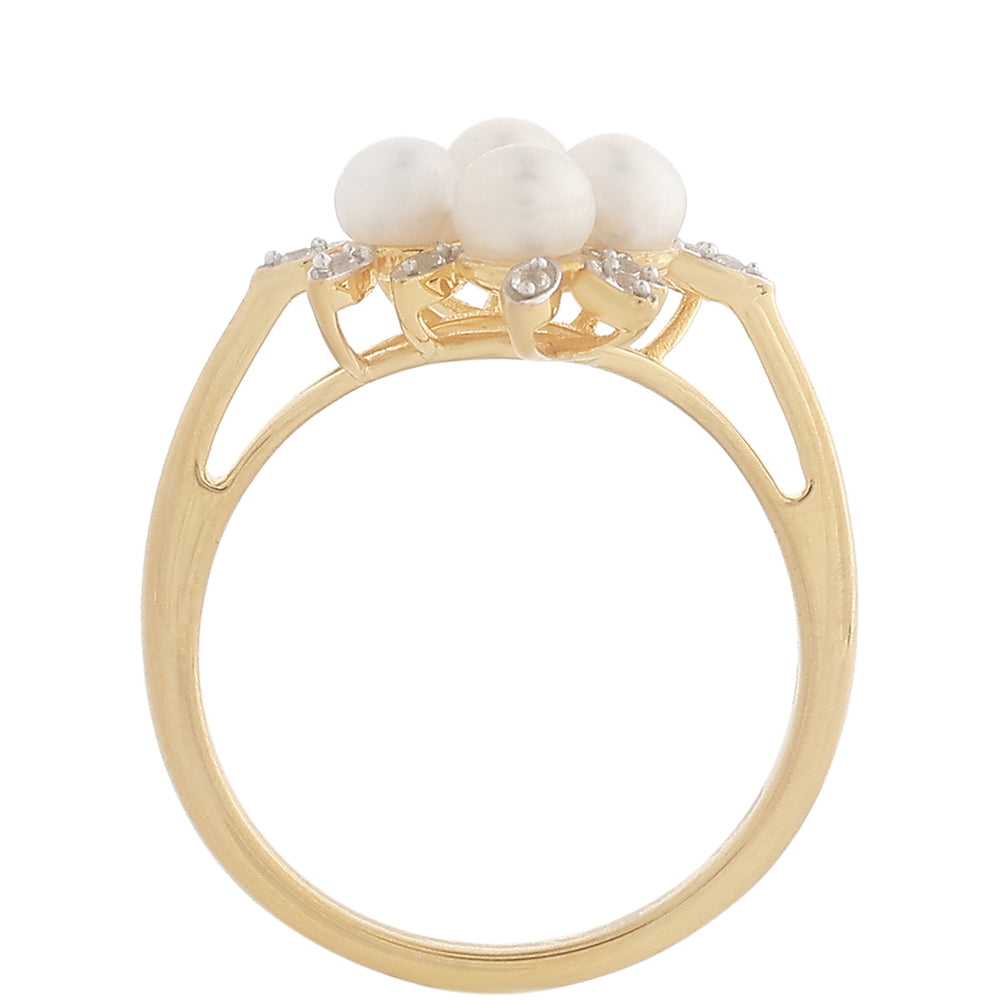 Pozlátený Strieborný Prsteň s Barokovou Sladkovodnou Kultivovanou Perlou a Bielym Topásom