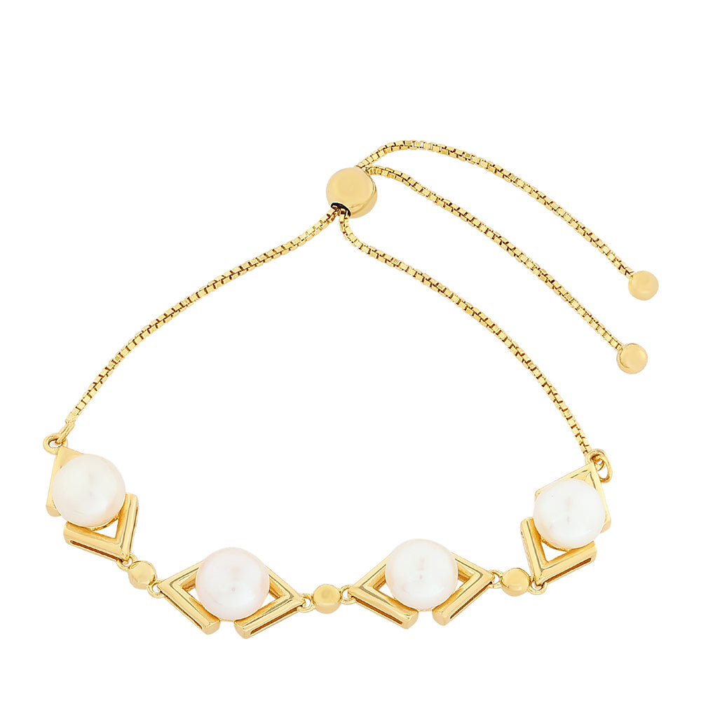 Pozlátený Strieborný Náramok s Barokovou Sladkovodnou Kultivovanou Perlou 1 