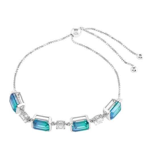 Strieborný Náramok s Pávím Kremeňom a Bielym Topásom