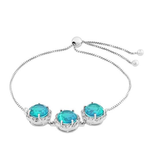 Strieborný Náramok s Pávím Kremeňom a Bielym Topásom