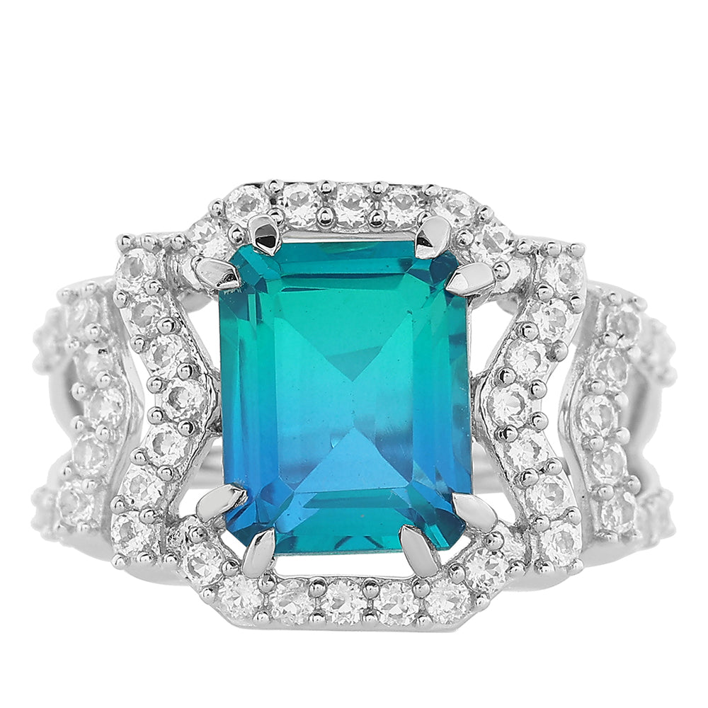 Strieborný Prsteň s Pávím Kremeňom a Bielym Topásom 1 