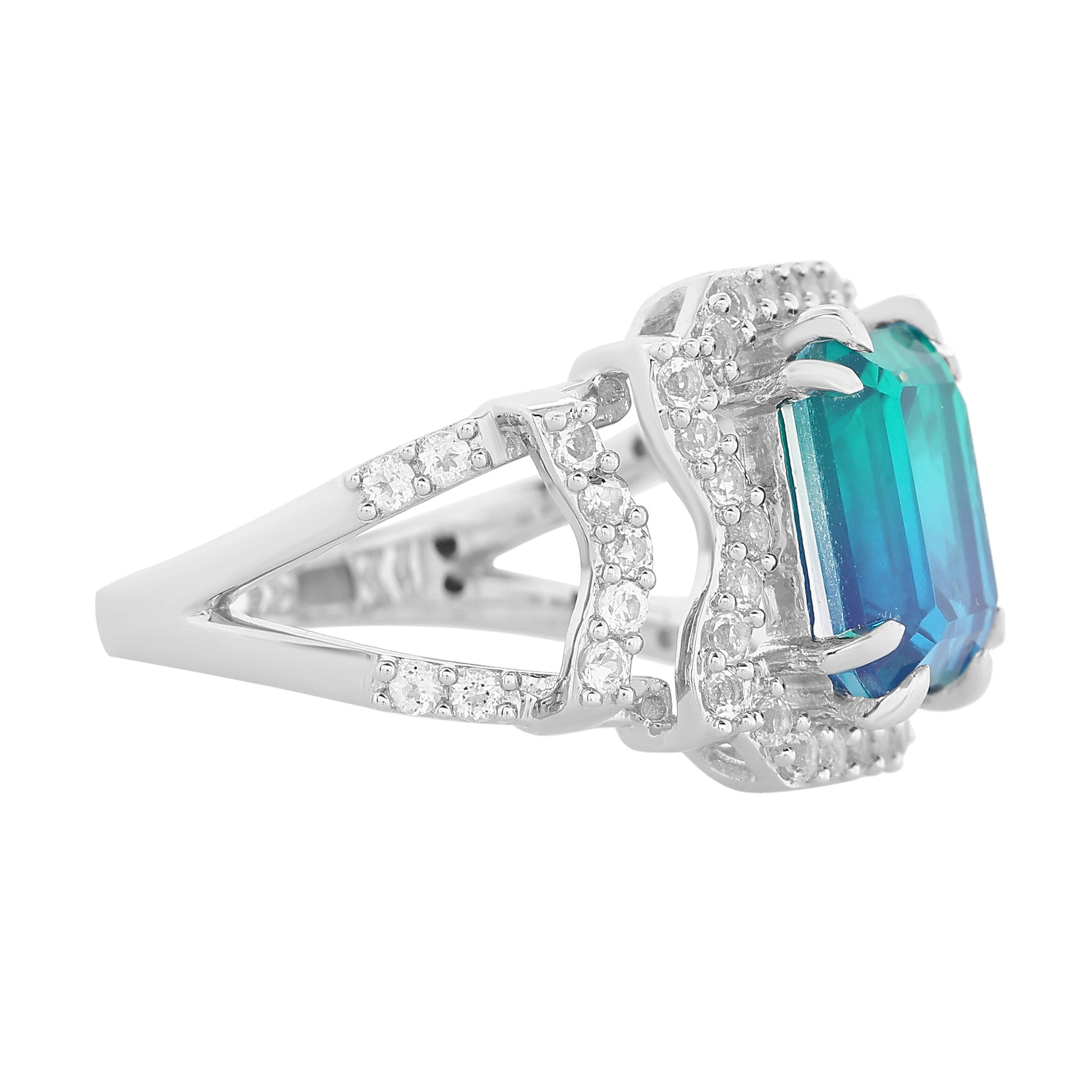 Strieborný Prsteň s Pávím Kremeňom a Bielym Topásom 5 