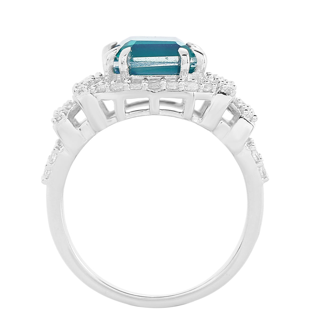 Strieborný Prsteň s Pávím Kremeňom a Bielym Topásom