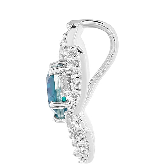 Strieborný Prívesok s Pávím Kremeňom a Bielym Topásom