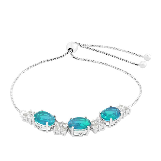 Strieborný Náramok s Pávím Kremeňom a Bielym Topásom