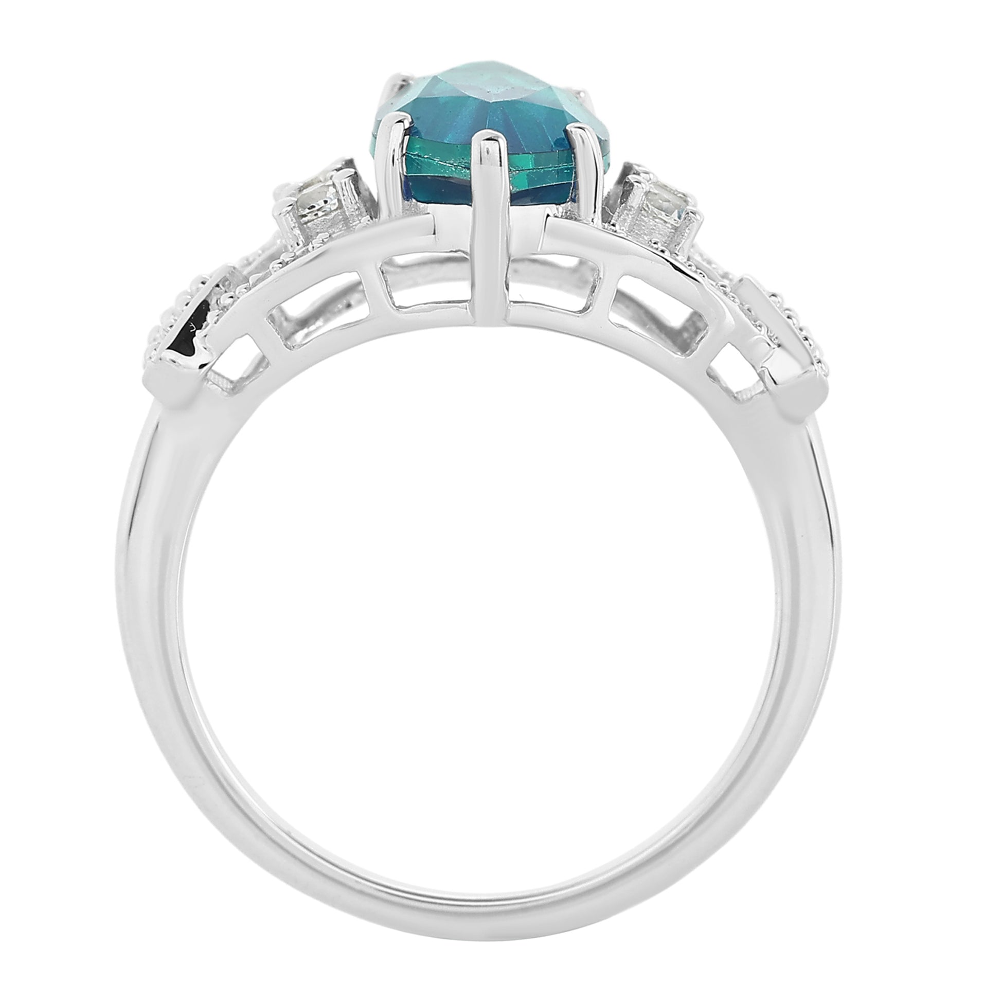 Strieborný Prsteň s Pávím Kremeňom a Bielym Topásom 6 