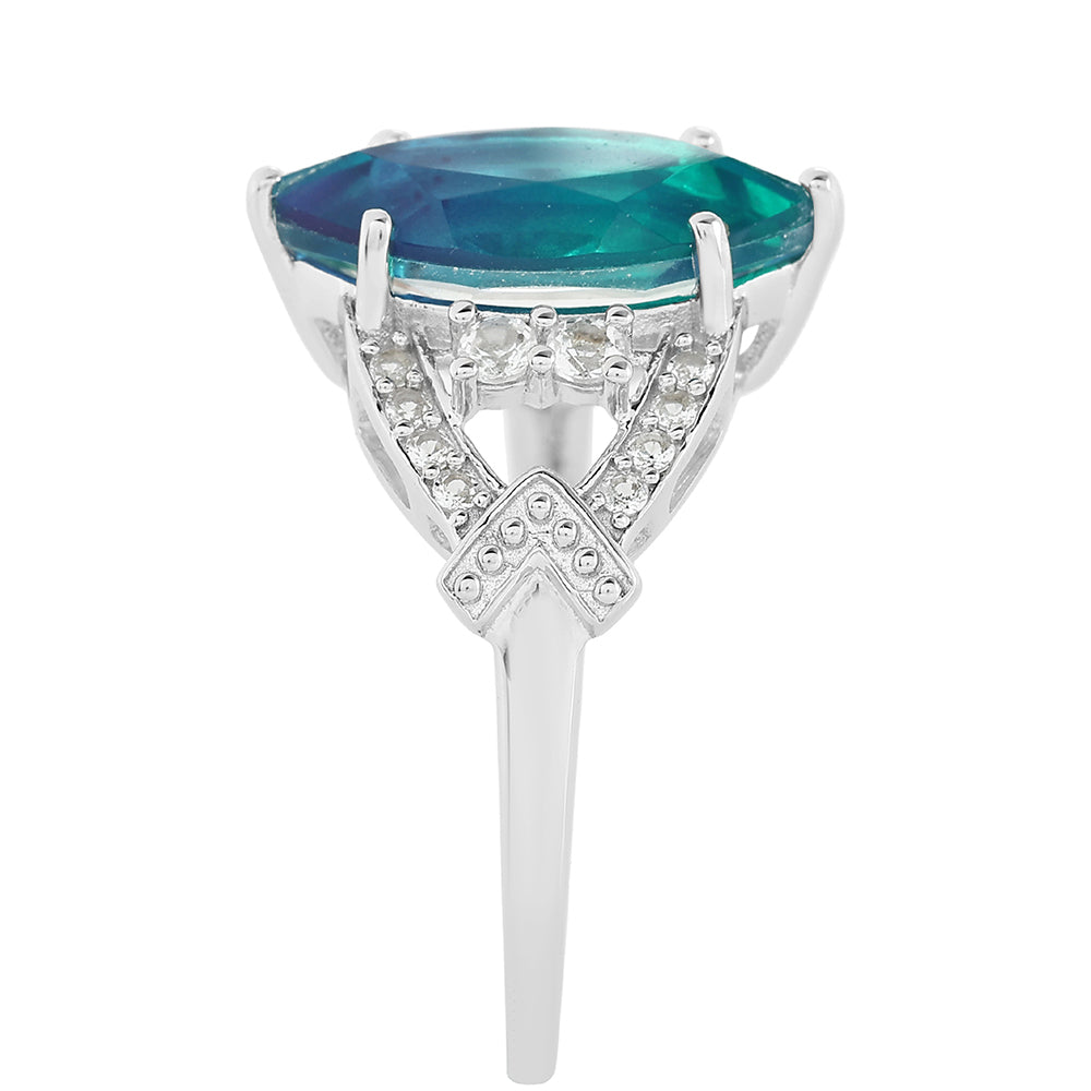 Strieborný Prsteň s Pávím Kremeňom a Bielym Topásom 4 