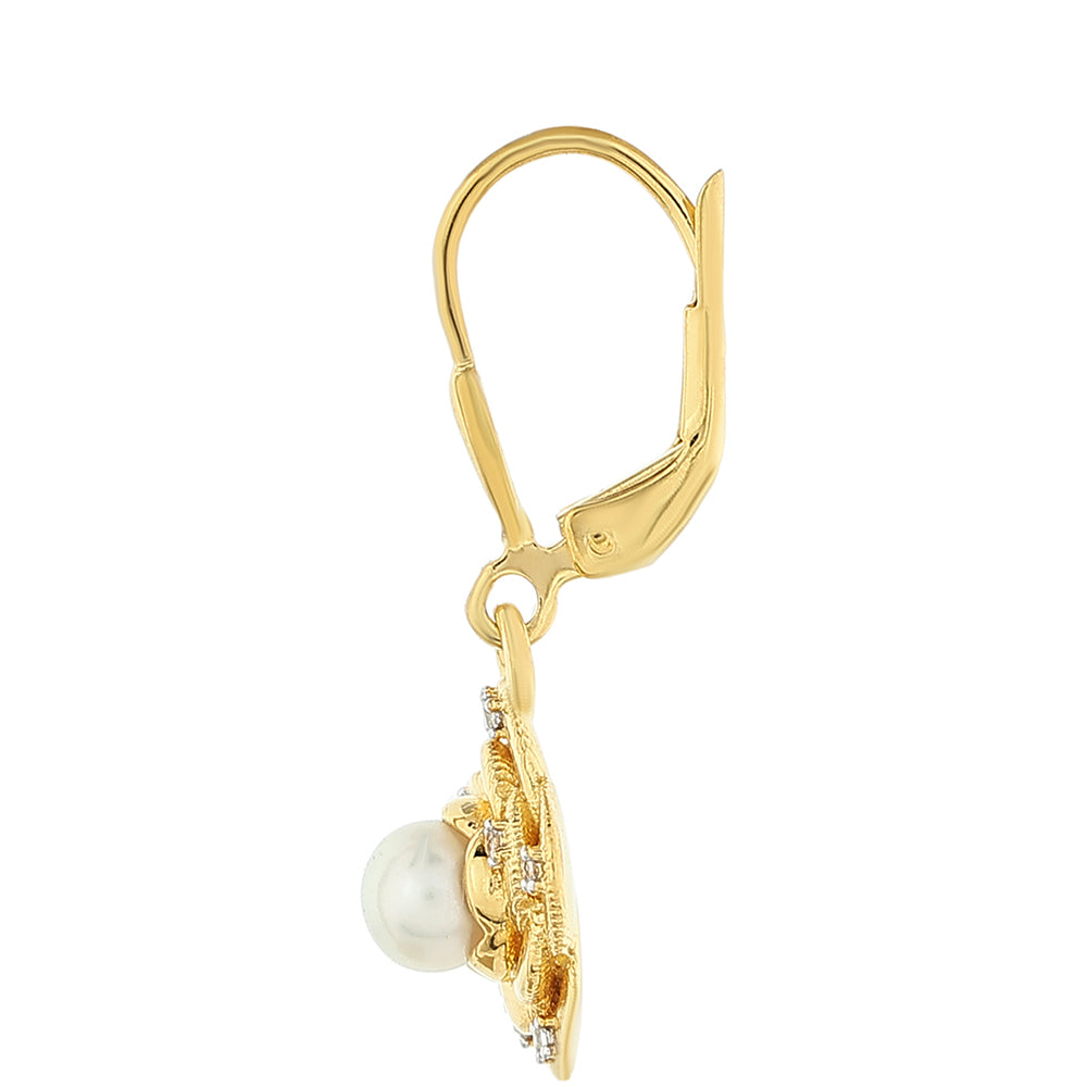 Pozlátené Strieborné Náušnice s Barokovou Sladkovodnou Kultivovanou Perlou a Bielym Topásom 2 