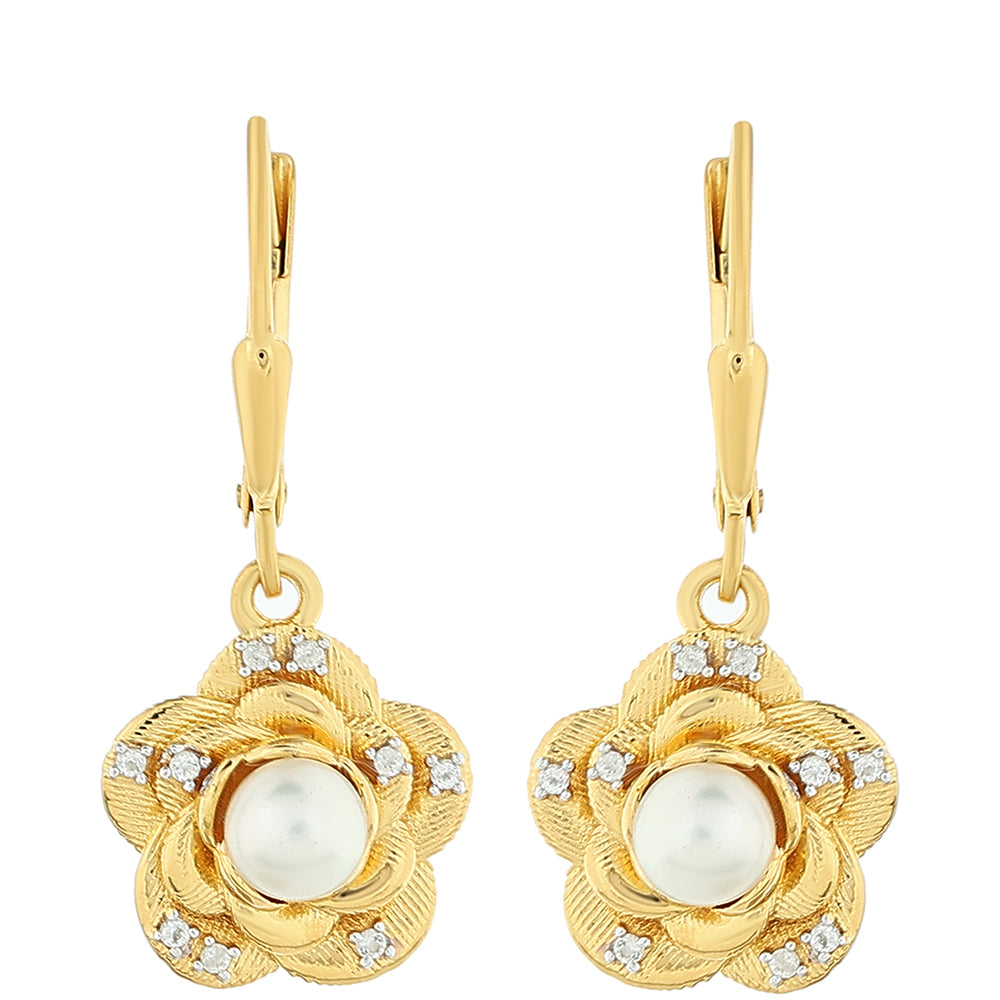 Pozlátené Strieborné Náušnice s Barokovou Sladkovodnou Kultivovanou Perlou a Bielym Topásom 1 