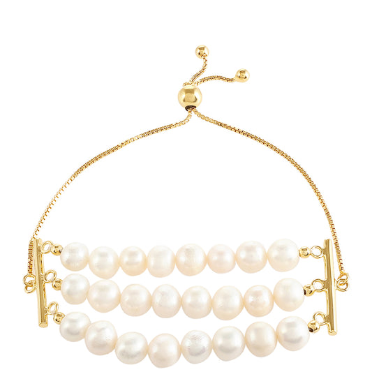 Pozlátený Strieborný Náramok s Barokovou Sladkovodnou Kultivovanou Perlou