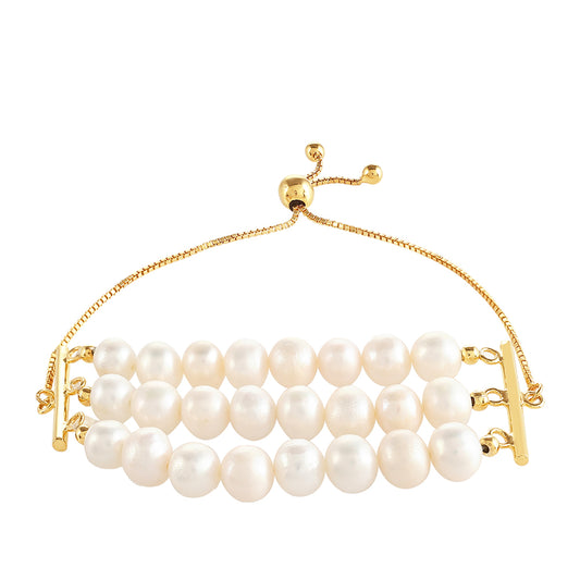 Pozlátený Strieborný Náramok s Barokovou Sladkovodnou Kultivovanou Perlou