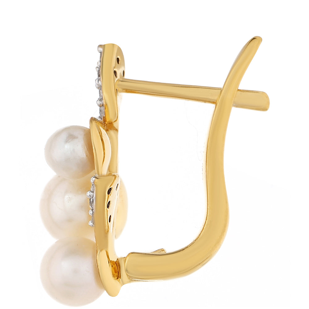 Pozlátené Strieborné Náušnice s Barokovou Sladkovodnou Kultivovanou Perlou a Bielym Topásom