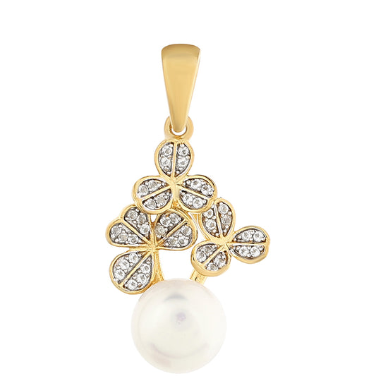 Pozlátený Strieborný Prívesok s Barokovou Sladkovodnou Kultivovanou Perlou a Bielym Topásom