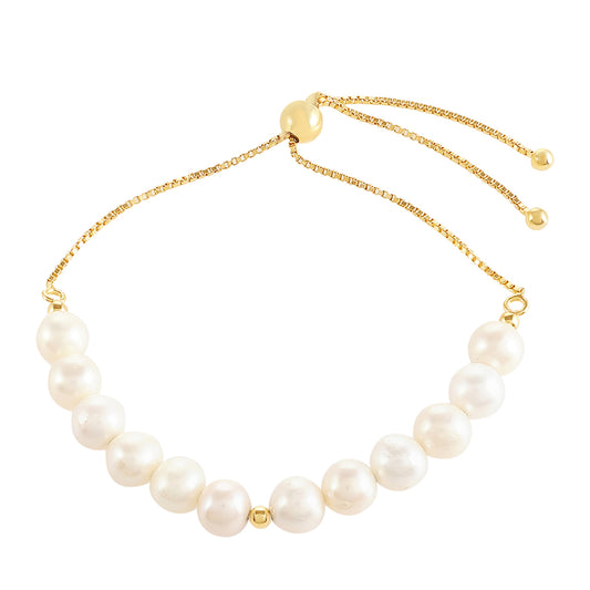 Pozlátený Strieborný Náramok s Barokovou Sladkovodnou Kultivovanou Perlou