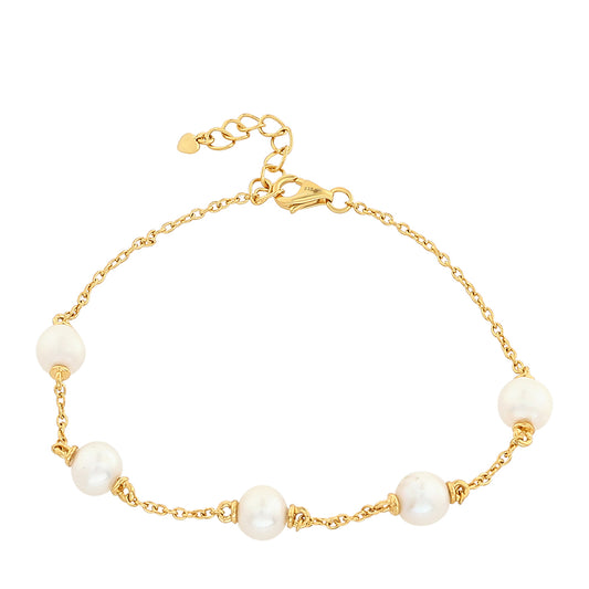 Pozlátený Strieborný Náramok s Barokovou Sladkovodnou Kultivovanou Perlou