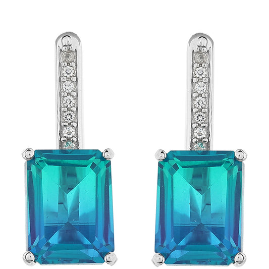 Strieborné Náušnice s Pávím Kremeňom a Bielym Topásom
