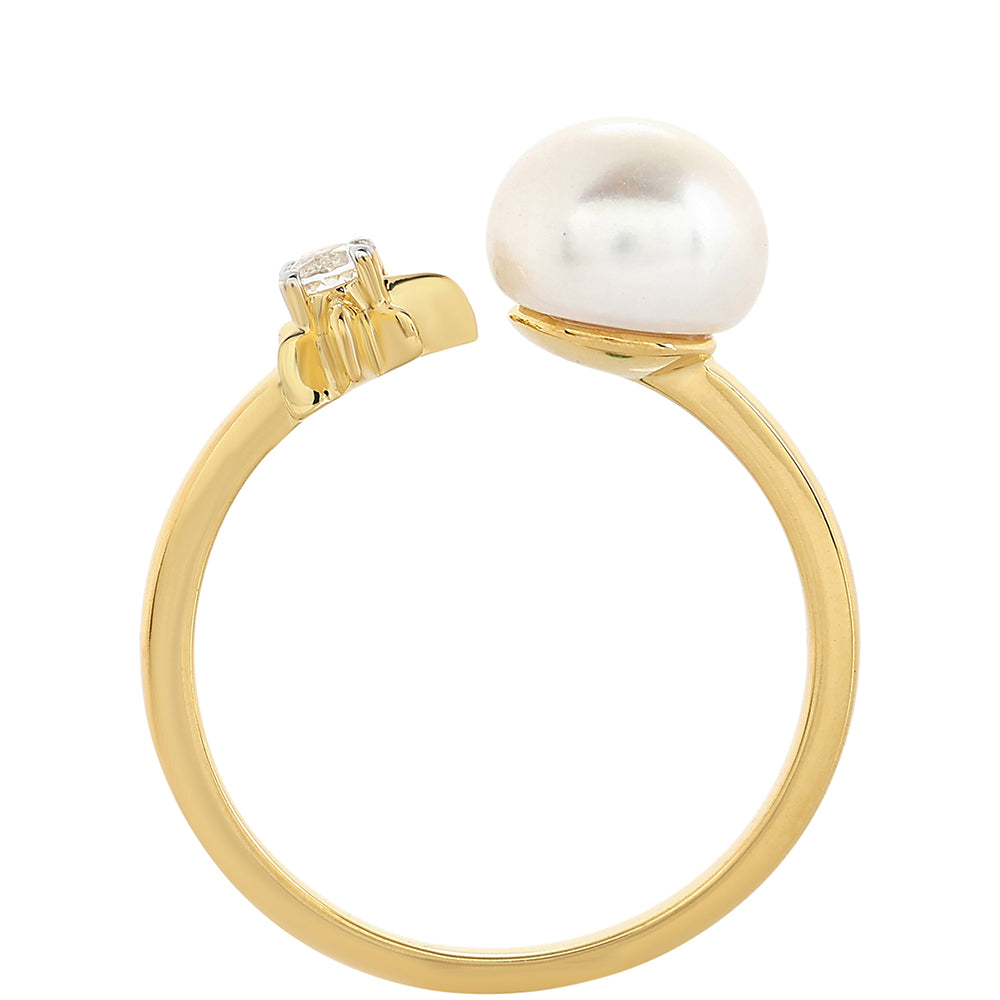 Pozlátený Strieborný Prsteň s Barokovou Sladkovodnou Kultivovanou Perlou a Bielym Topásom 3 