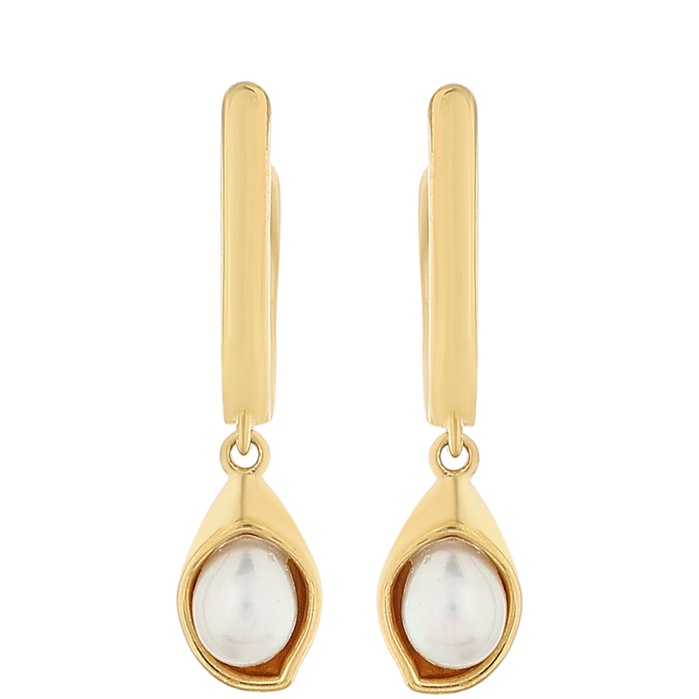 Pozlátené Strieborné Náušnice s Barokovou Sladkovodnou Kultivovanou Perlou 1 