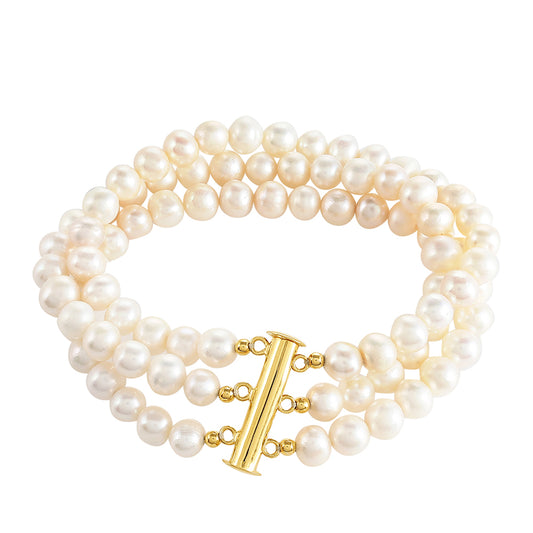 Pozlátený Strieborný Náramok s Barokovou Sladkovodnou Kultivovanou Perlou
