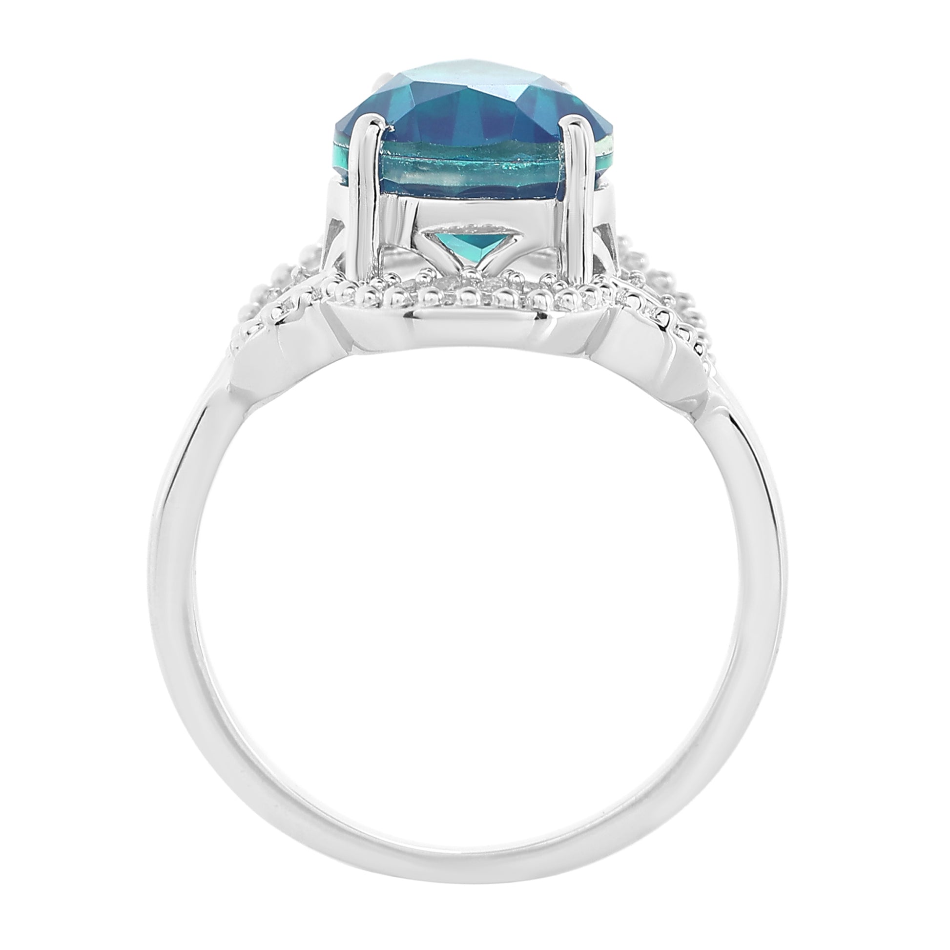 Strieborný Prsteň s Pávím Kremeňom a Bielym Topásom 6 