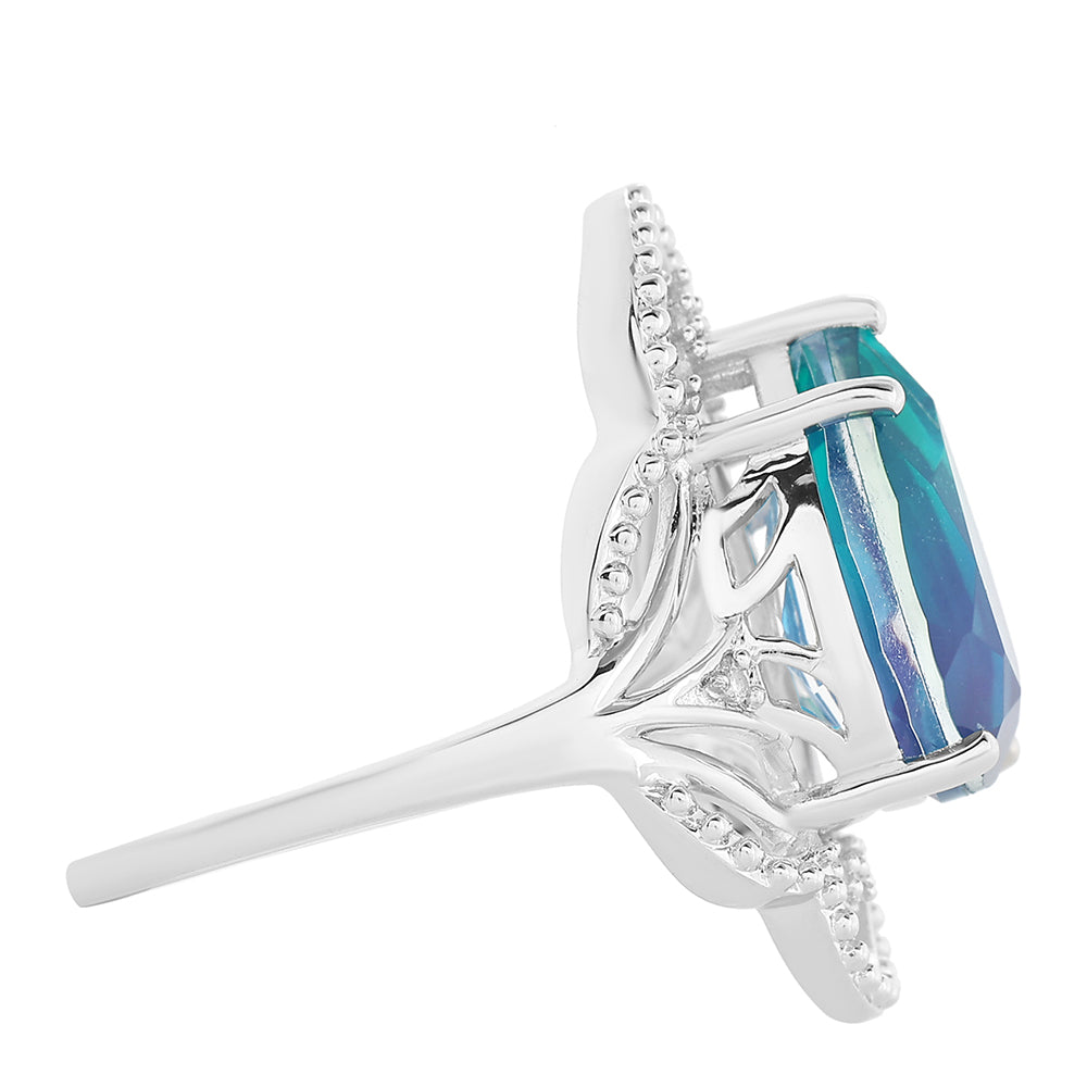 Strieborný Prsteň s Pávím Kremeňom a Bielym Topásom 2 