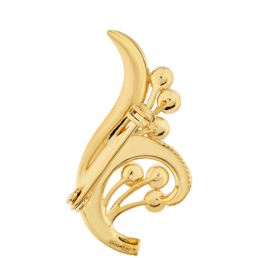 Pozlátený Strieborný Brošňa s Barokovou Sladkovodnou Kultivovanou Perlou