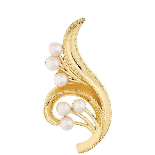 Pozlátený Strieborný Brošňa s Barokovou Sladkovodnou Kultivovanou Perlou