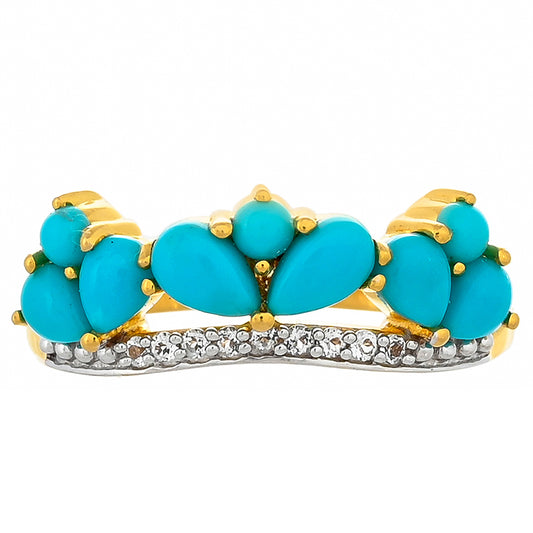 Pozlátený Strieborný Prsteň s so Sleeping Beauty Tyrkysom