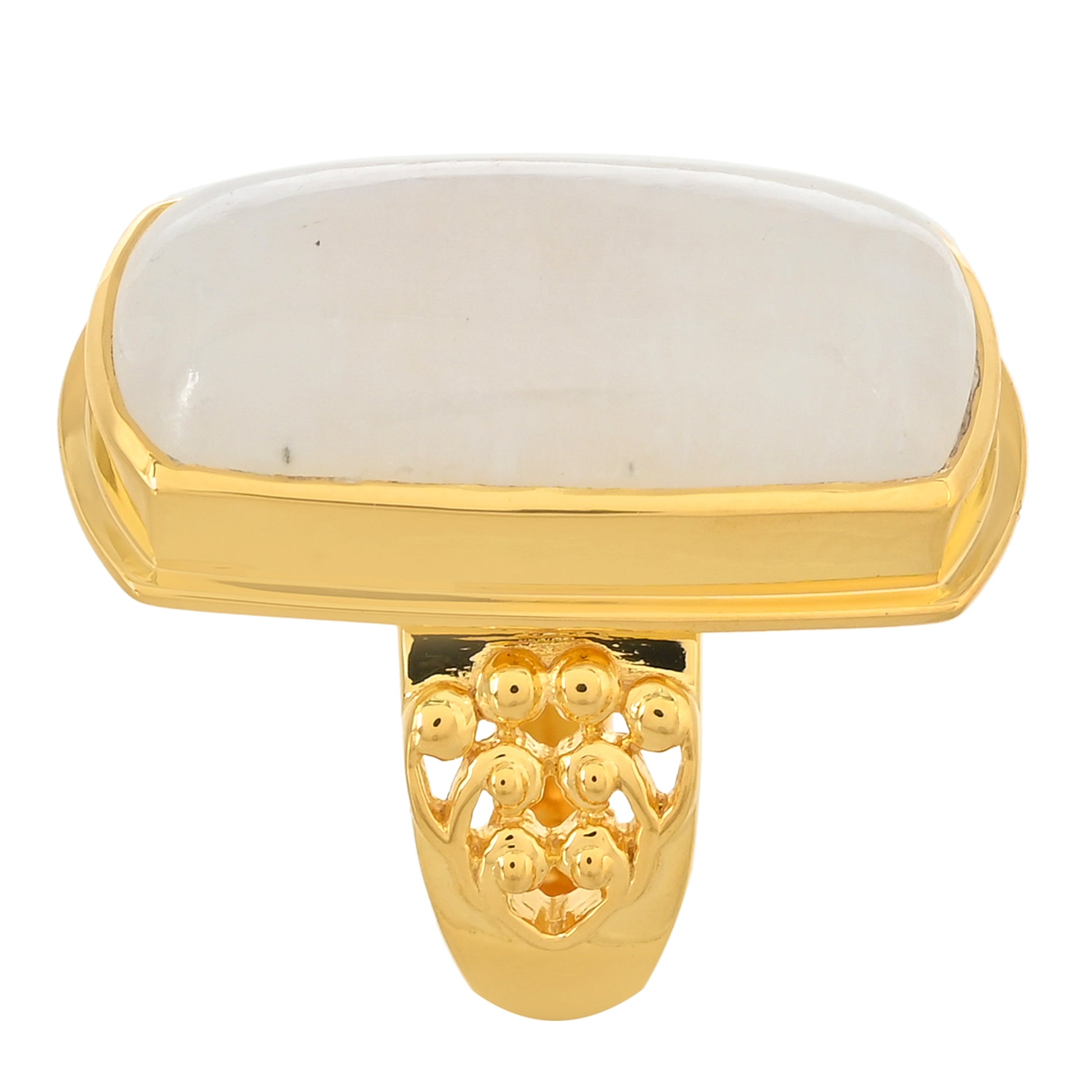 Pozlátený Strieborný Prsteň s Dúhovým Mesačným Kameňom 3 