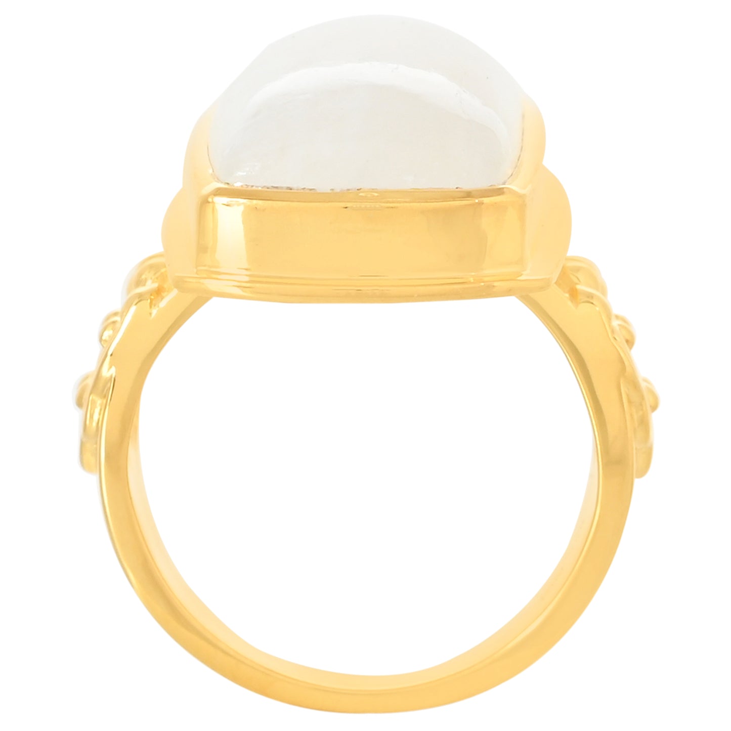 Pozlátený Strieborný Prsteň s Dúhovým Mesačným Kameňom