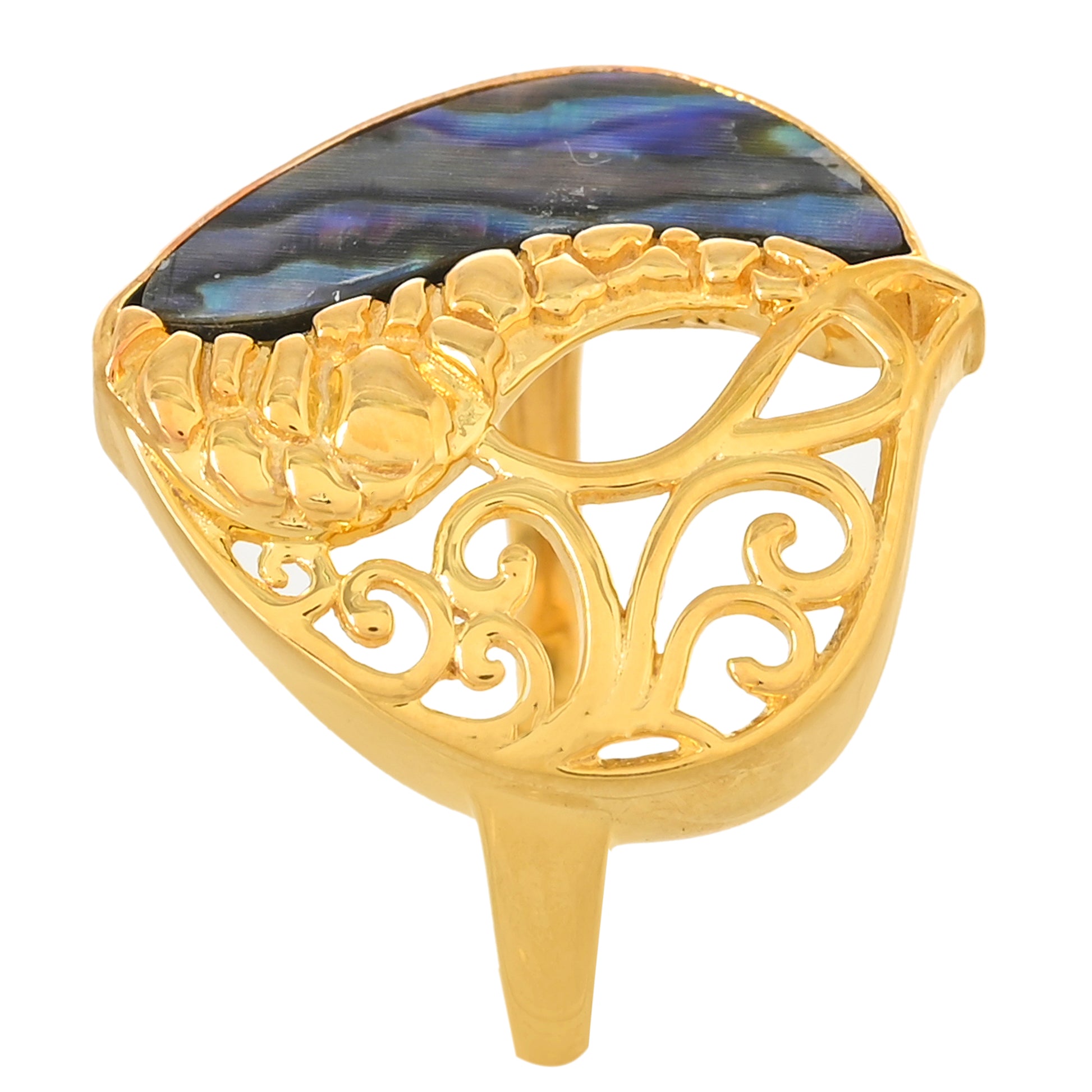 Pozlátený Strieborný Prsteň s Mušľou Abalone 3 