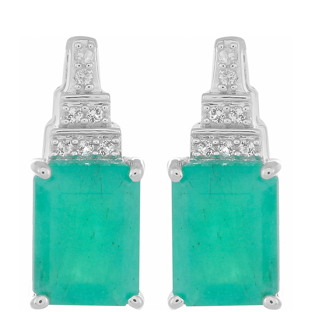 Strieborné Náušnice s Brazílskym Smaragdom a Bielym Topásom 1 