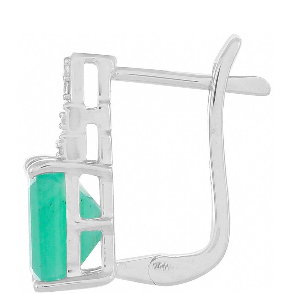 Strieborné Náušnice s Brazílskym Smaragdom a Bielym Topásom 2 