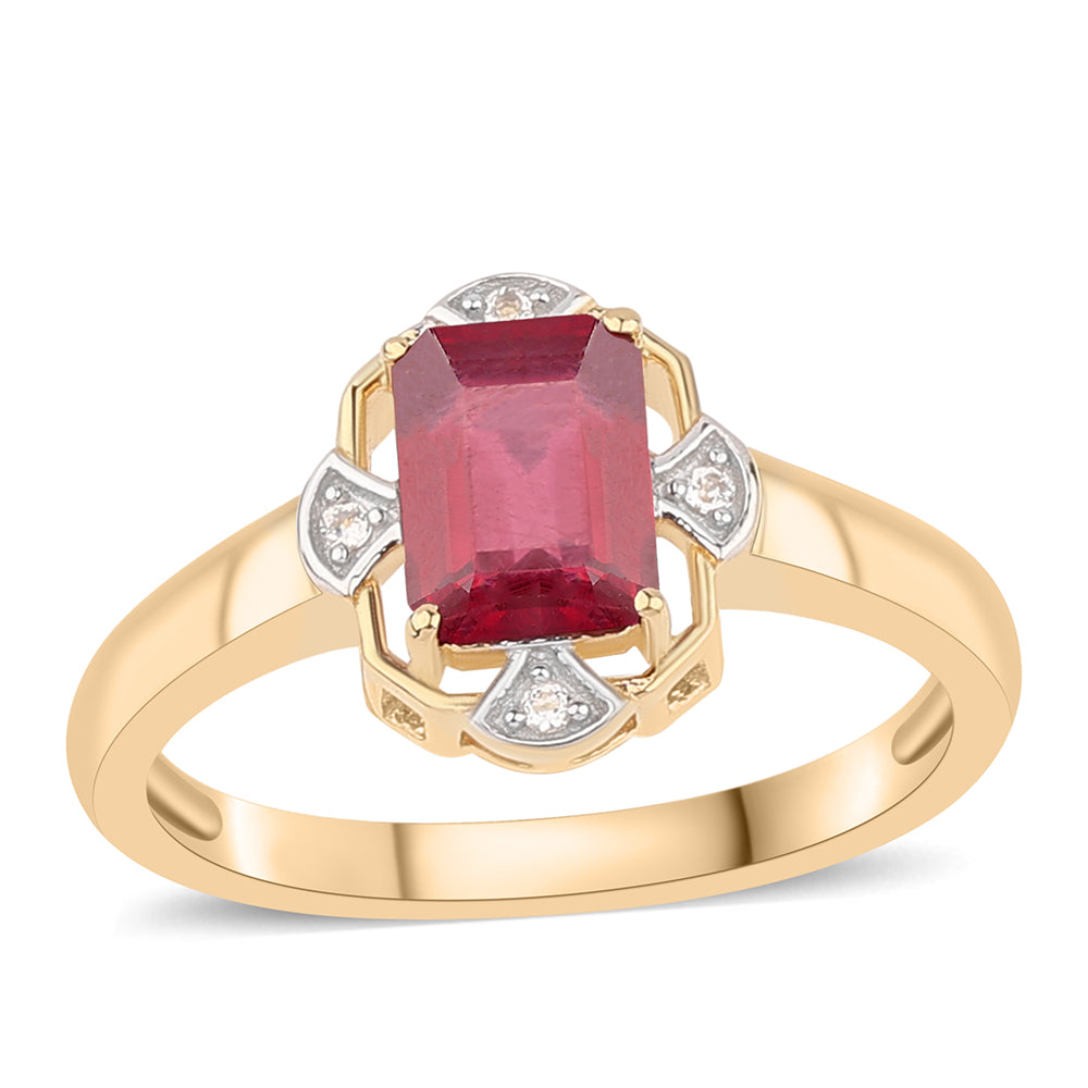 Pozlátený Strieborný Prsteň s Thajským Rubínom a Bielym Topásom 1 