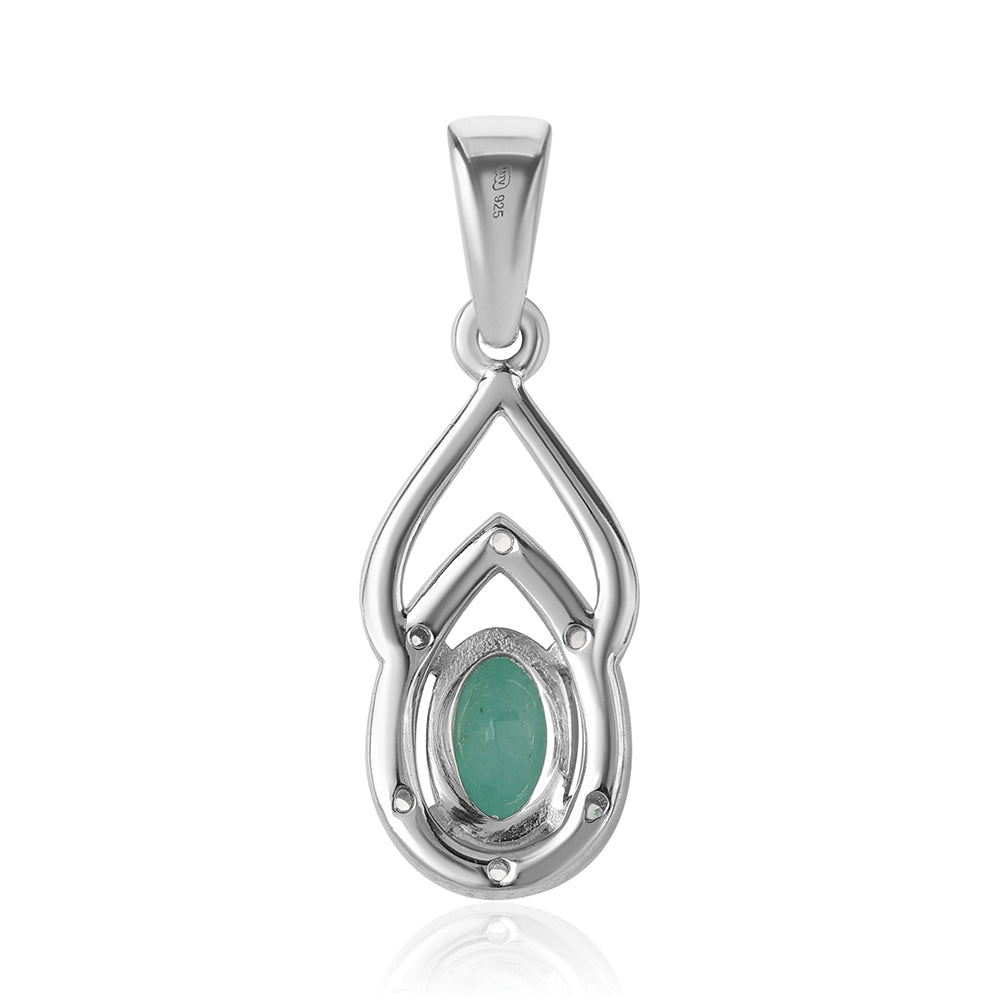 Strieborný Prívesok s Brazílskym Smaragdom a Bielym Topásom 3 