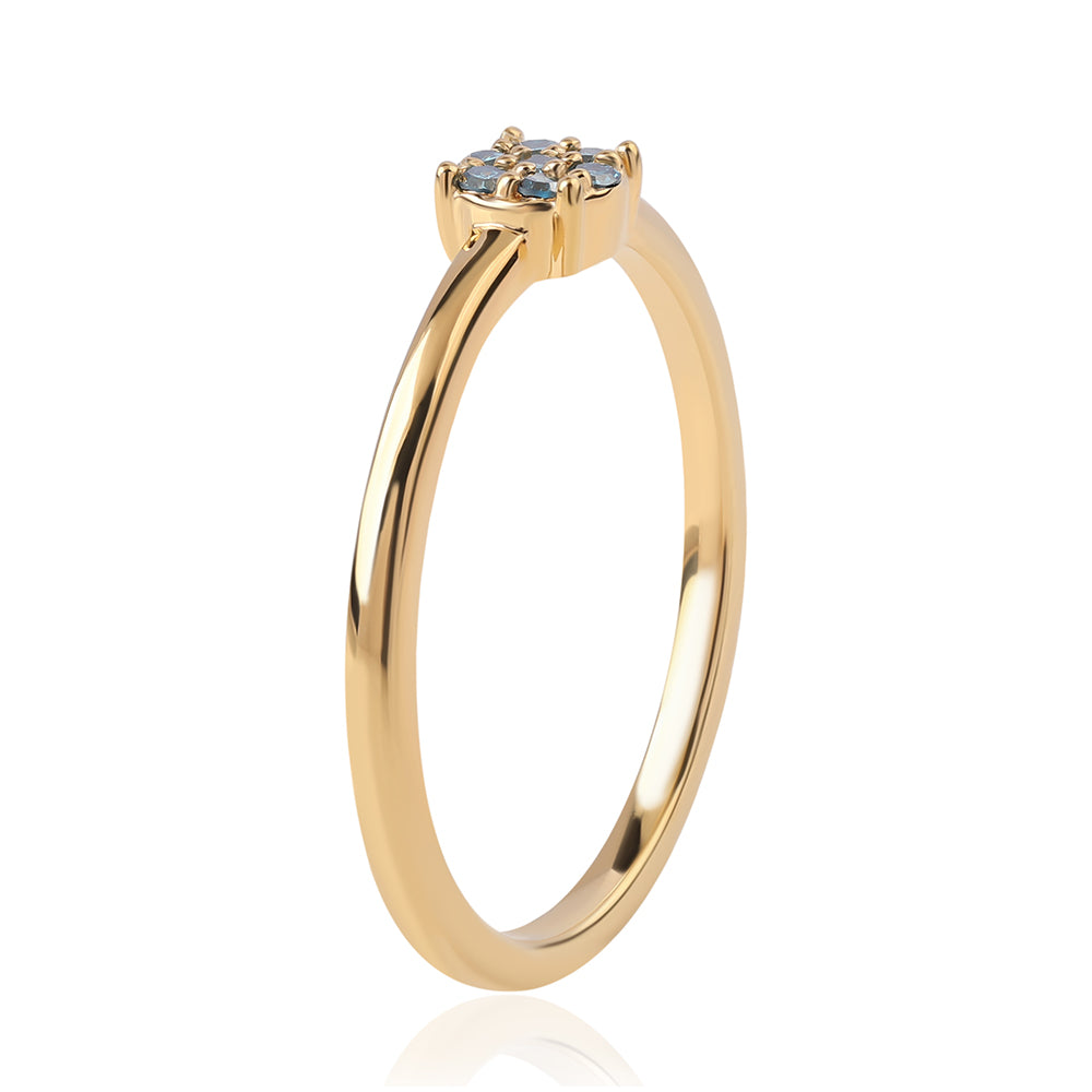 Pozlátený Strieborný Prsteň s Modrým Diamantom 2 