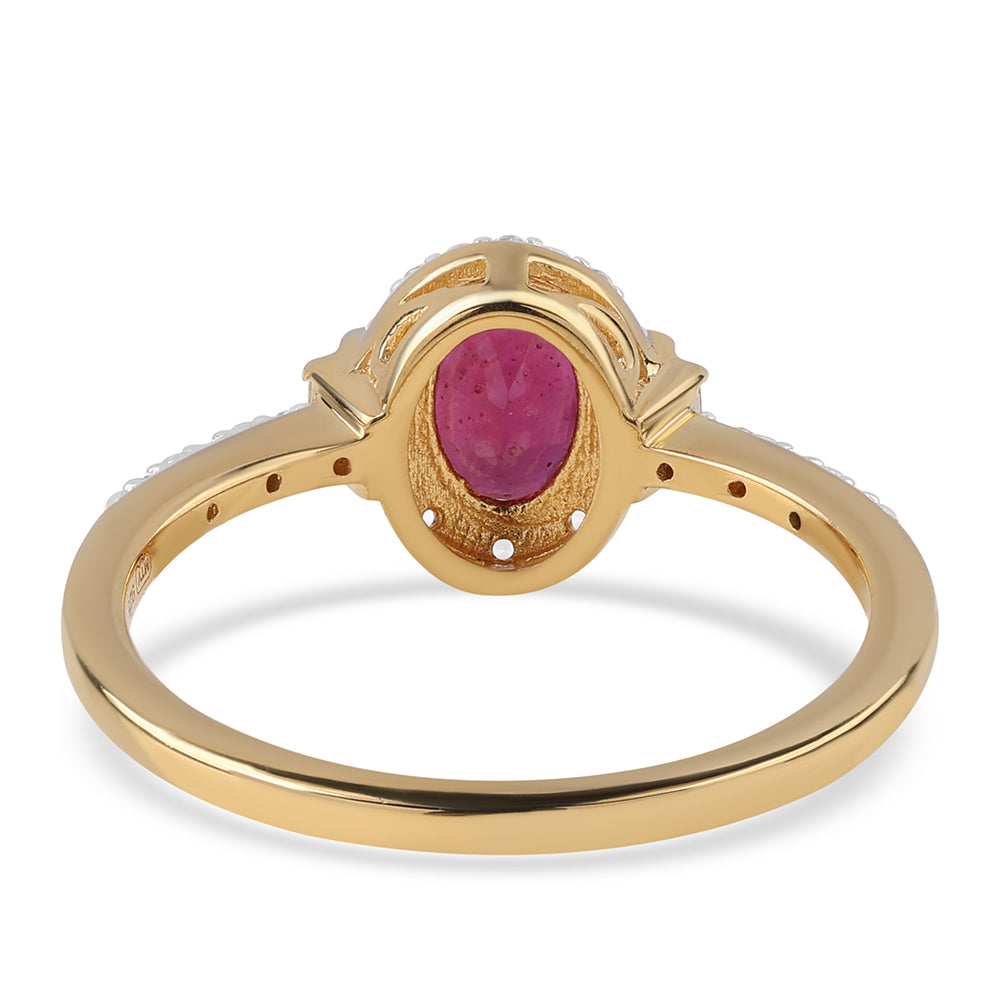 Pozlátený Strieborný Prsteň s Mozambickým Rubínom a Bielym Topásom 2 