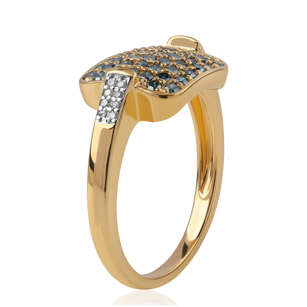 Pozlátený Strieborný Prsteň s Modrým Diamantom a Bielym Diamantom 2 