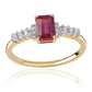 Pozlátený Strieborný Prsteň s Mozambickým Rubínom a Bielym Topásom
