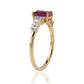 Pozlátený Strieborný Prsteň s Mozambickým Rubínom a Bielym Topásom