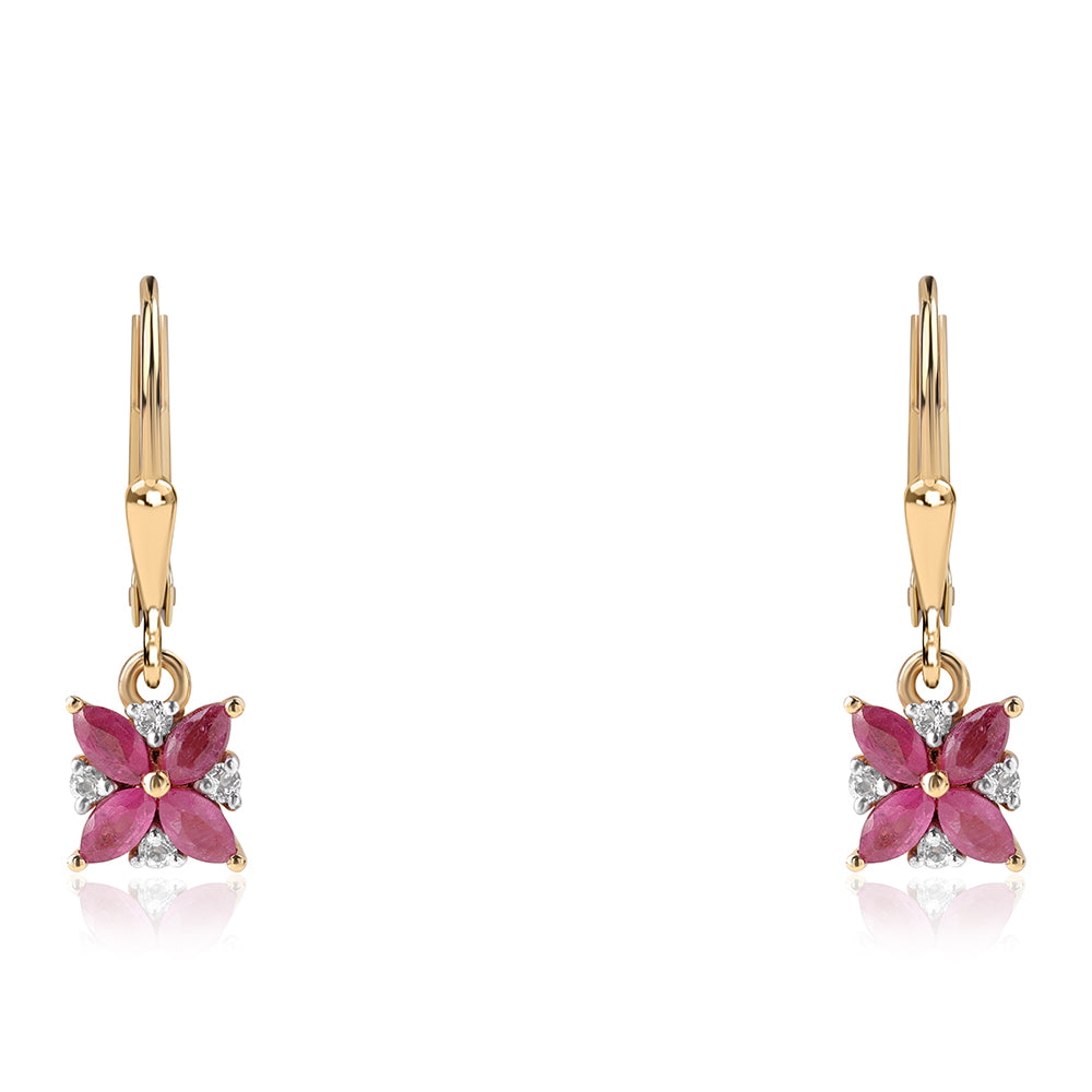 Pozlátené Strieborné Náušnice s Mozambickým Rubínom a Bielym Topásom 1 