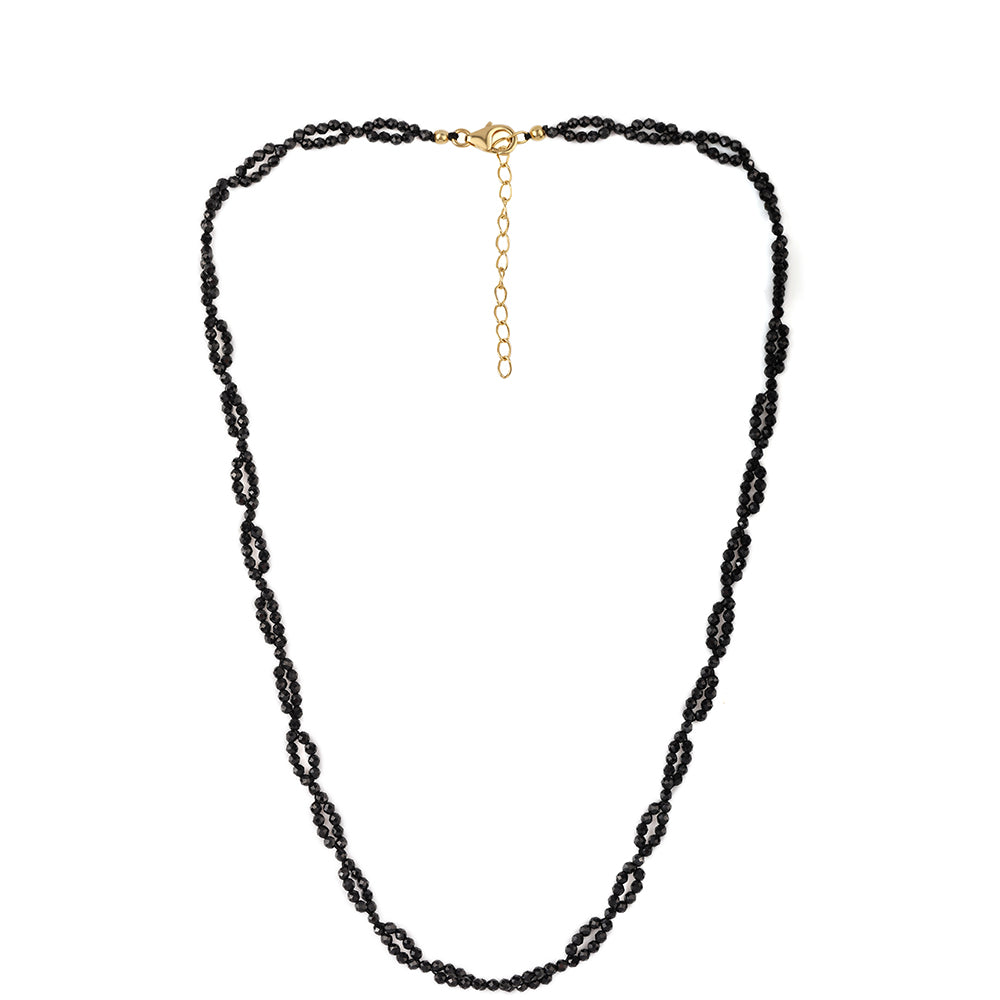 Pozlátený Strieborný Náhrdelník s Čiernym Spinelom 2 