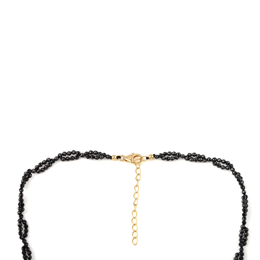 Pozlátený Strieborný Náhrdelník s Čiernym Spinelom