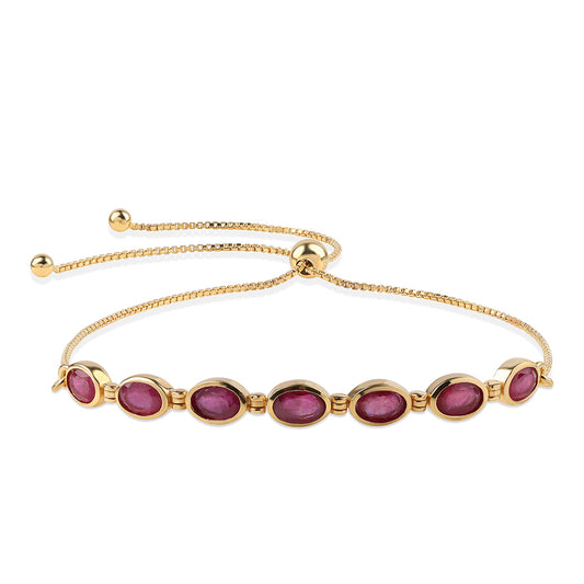 Pozlátený Strieborný Náramok s Mozambickým Rubínom