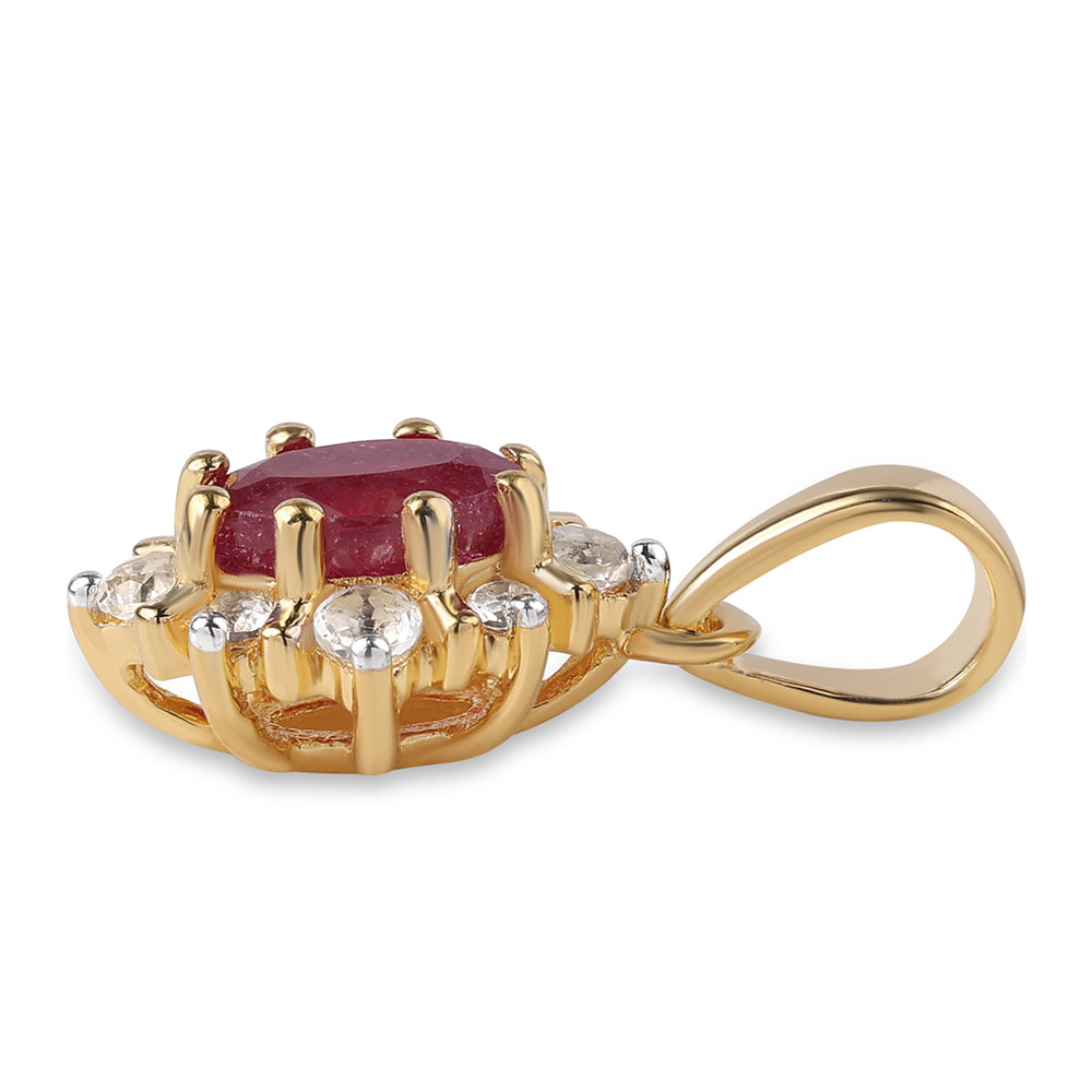 Pozlátený Strieborný Prívesok s Mozambickým Rubínom a Bielym Topásom 2 